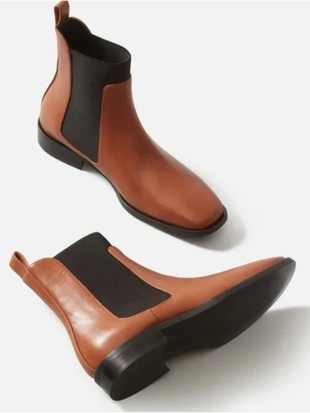 Everlane Square Toe Italian Leather Chelsea Boot Brown Chestnut 10 NWB